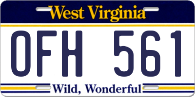 WV license plate OFH561