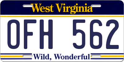 WV license plate OFH562
