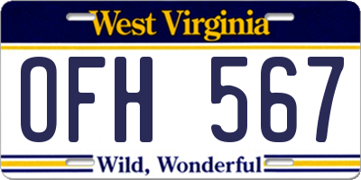 WV license plate OFH567