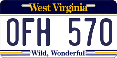 WV license plate OFH570