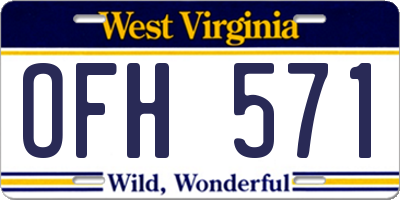 WV license plate OFH571