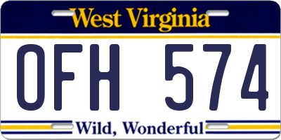 WV license plate OFH574
