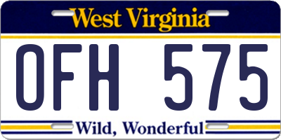 WV license plate OFH575