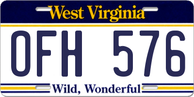 WV license plate OFH576