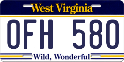 WV license plate OFH580