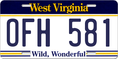 WV license plate OFH581