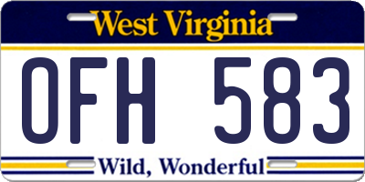 WV license plate OFH583