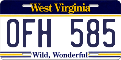WV license plate OFH585