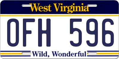 WV license plate OFH596