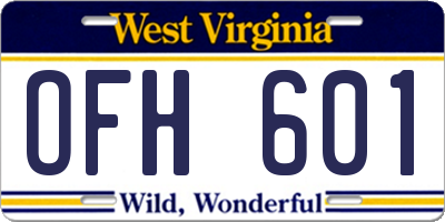 WV license plate OFH601