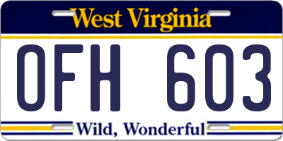 WV license plate OFH603