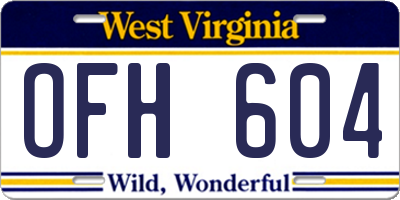 WV license plate OFH604