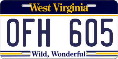 WV license plate OFH605