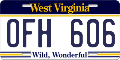WV license plate OFH606
