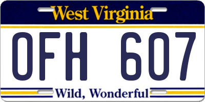 WV license plate OFH607