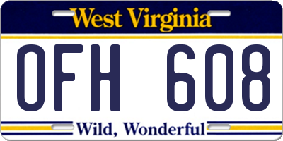 WV license plate OFH608