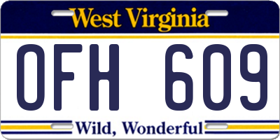 WV license plate OFH609