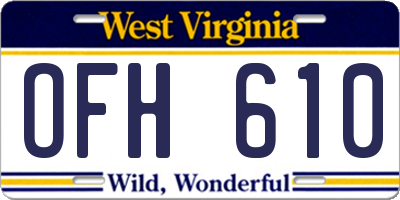 WV license plate OFH610