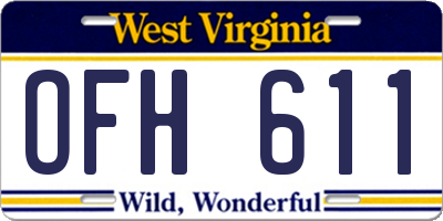 WV license plate OFH611
