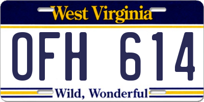WV license plate OFH614