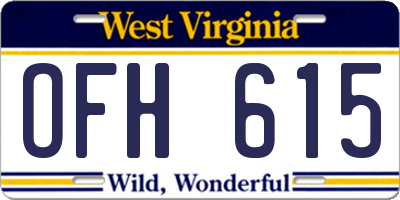WV license plate OFH615