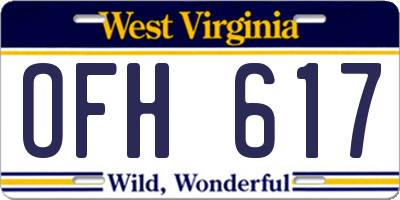 WV license plate OFH617