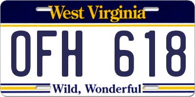 WV license plate OFH618