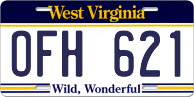 WV license plate OFH621