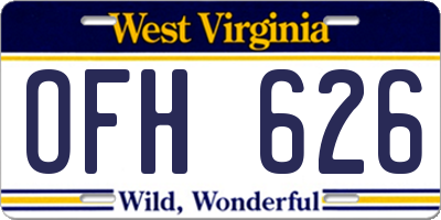 WV license plate OFH626