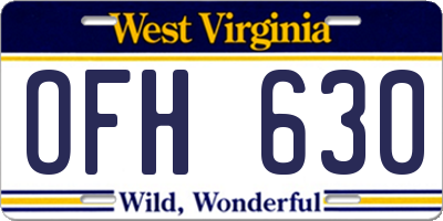WV license plate OFH630