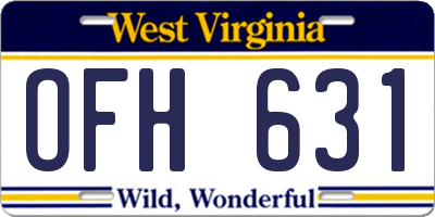 WV license plate OFH631