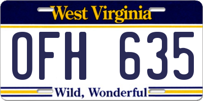 WV license plate OFH635