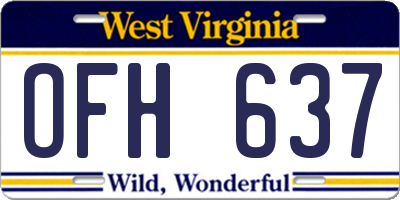 WV license plate OFH637