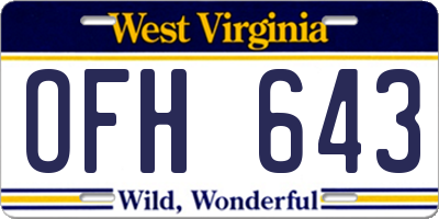 WV license plate OFH643