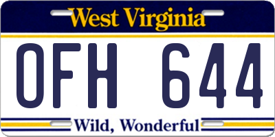 WV license plate OFH644
