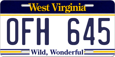 WV license plate OFH645