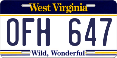 WV license plate OFH647