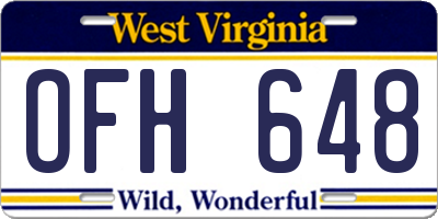 WV license plate OFH648