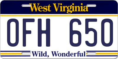 WV license plate OFH650