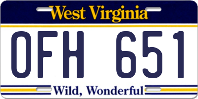 WV license plate OFH651