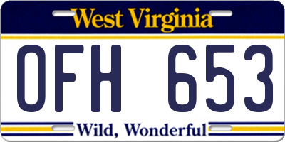 WV license plate OFH653