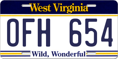 WV license plate OFH654