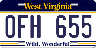 WV license plate OFH655