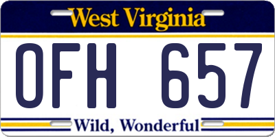 WV license plate OFH657