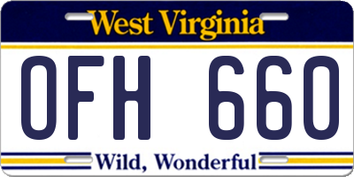 WV license plate OFH660