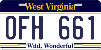 WV license plate OFH661