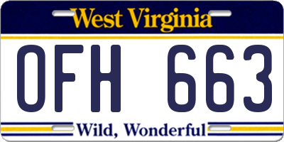 WV license plate OFH663