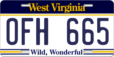 WV license plate OFH665