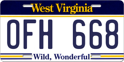 WV license plate OFH668