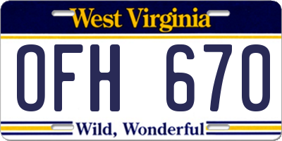 WV license plate OFH670
